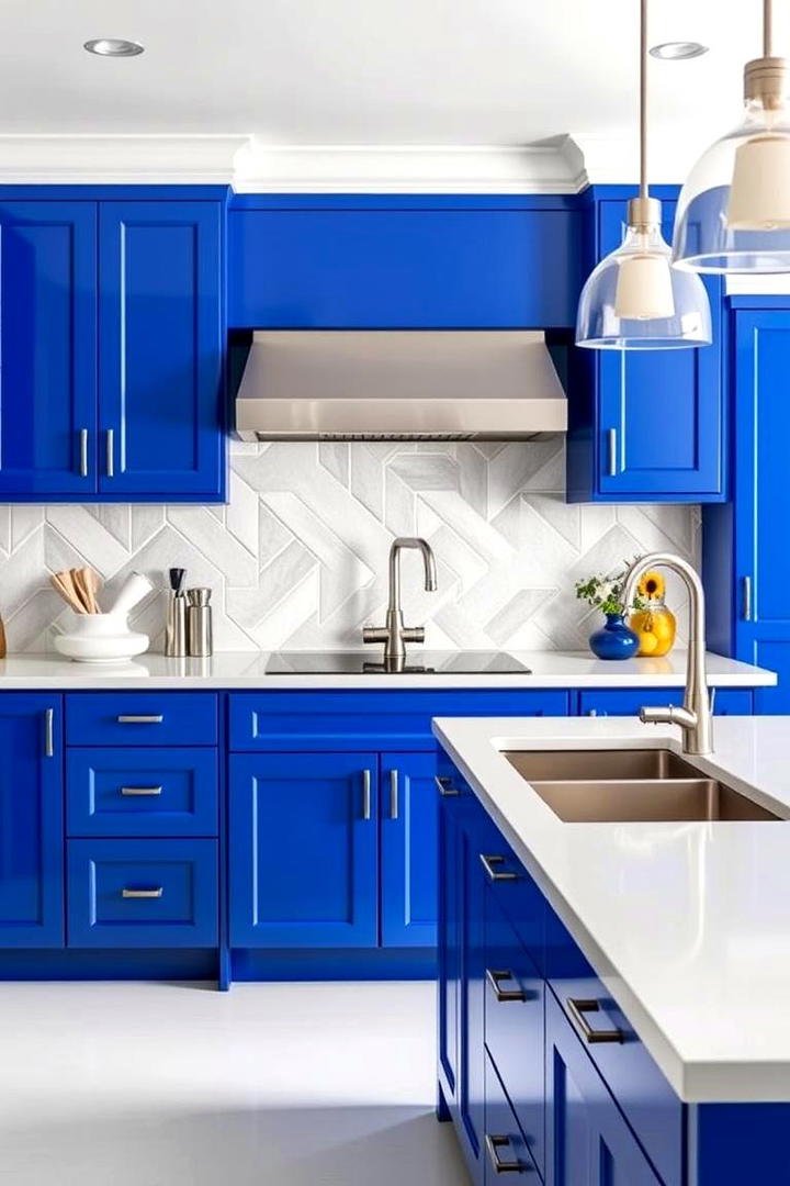 Bold Blue Accents - 21 blue farmhouse kitchen cabinets