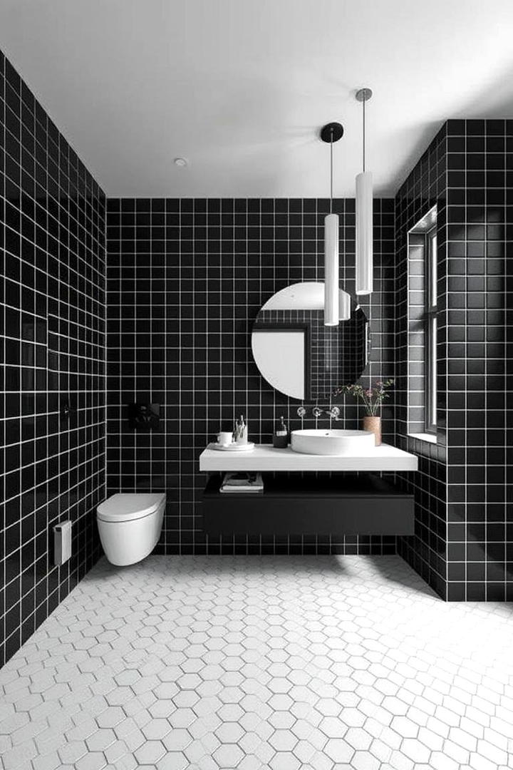 Bold Brisk Bathroom Design - 21 Black and White Bathroom Ideas