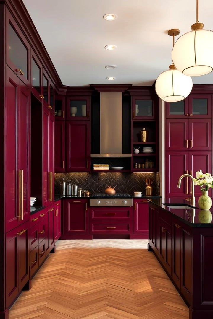 Bold Burgundy Statement - 21 Kitchen Cabinet Color Ideas