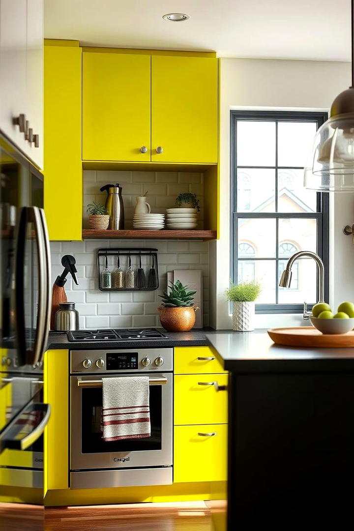 Bold Chartreuse Accent Cabinets - 21 Green Kitchen Cabinet Ideas