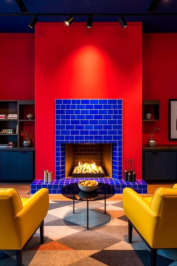 Bold Color Accent Flames - 21 Fireplace Ideas