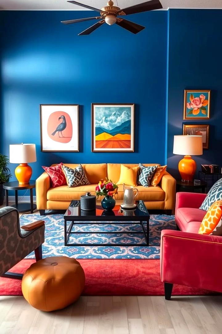 Bold Color Accents - 21 Aesthetic Living Room Ideas