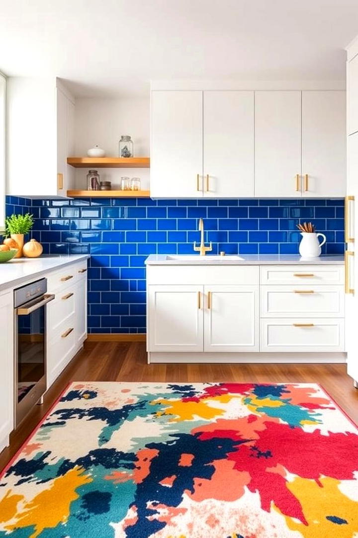 Bold Color Accents - 30 Kitchens Without Upper Cabinets