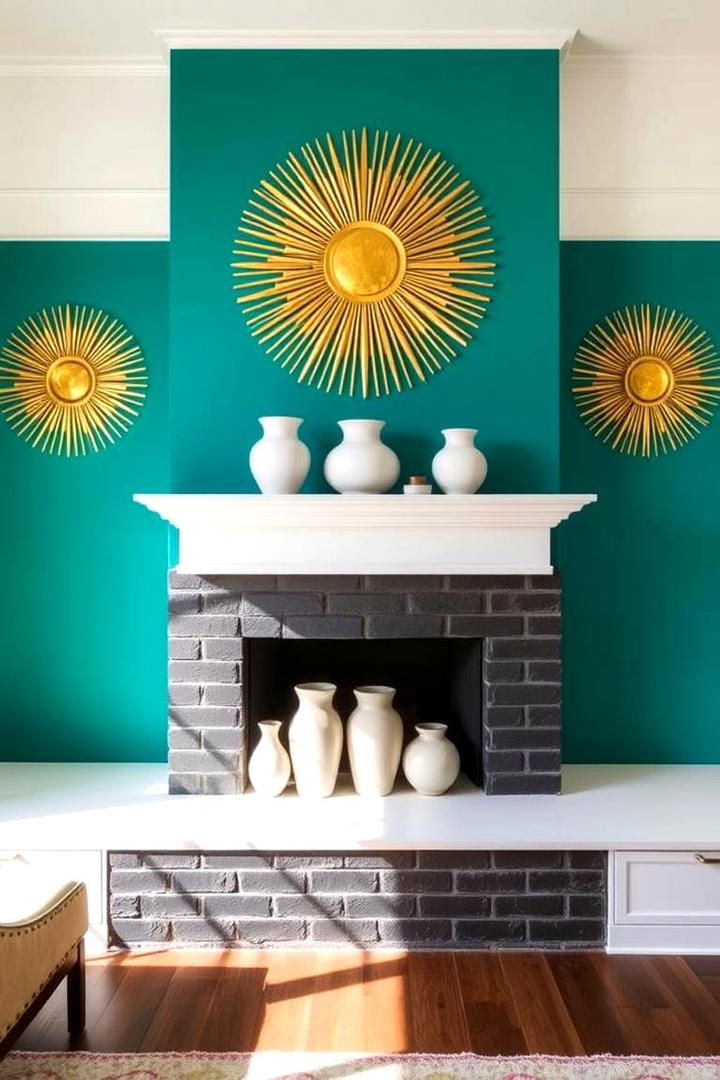 Bold Color Accents - 21 Fireplace Decor Ideas