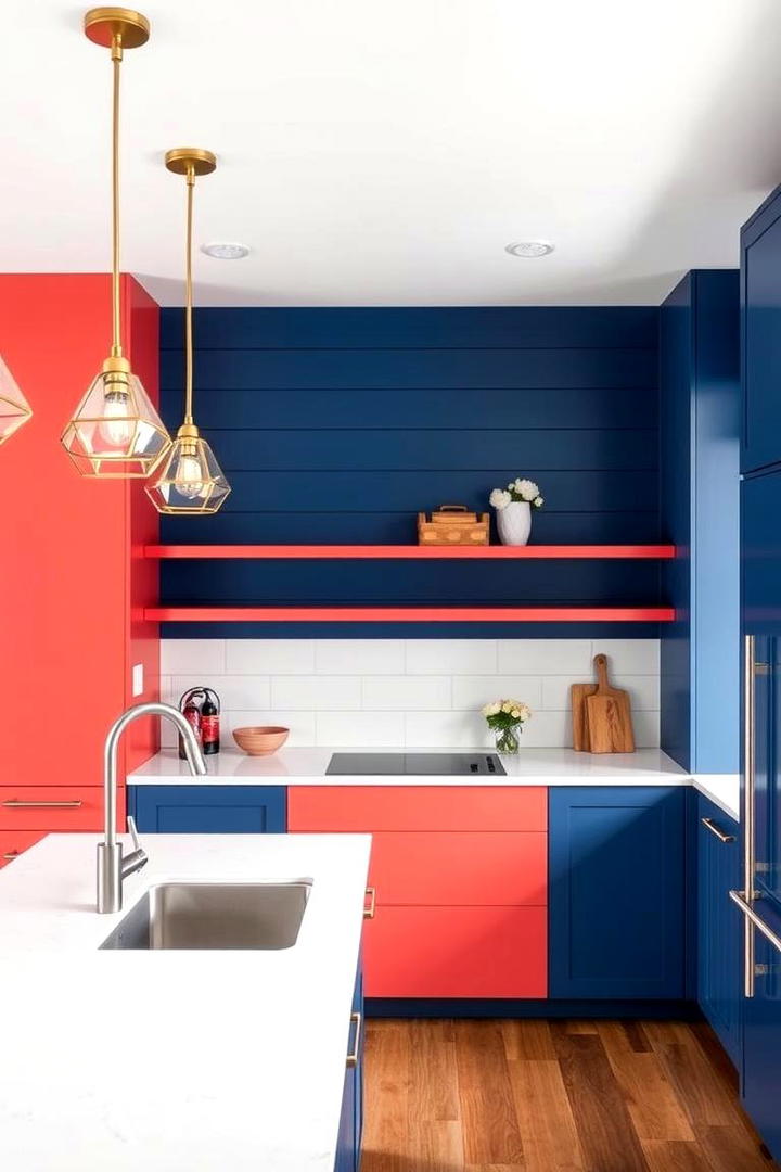 Bold Color Block Shiplap - 30 Shiplap Backsplash Ideas for Your Kitchen