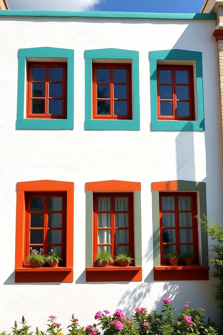 Bold Color Block Trim - 30 Exterior Window Trim Ideas