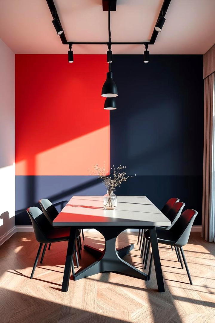 Bold Color Blocking - 30 Dining Room Accent Wall Ideas