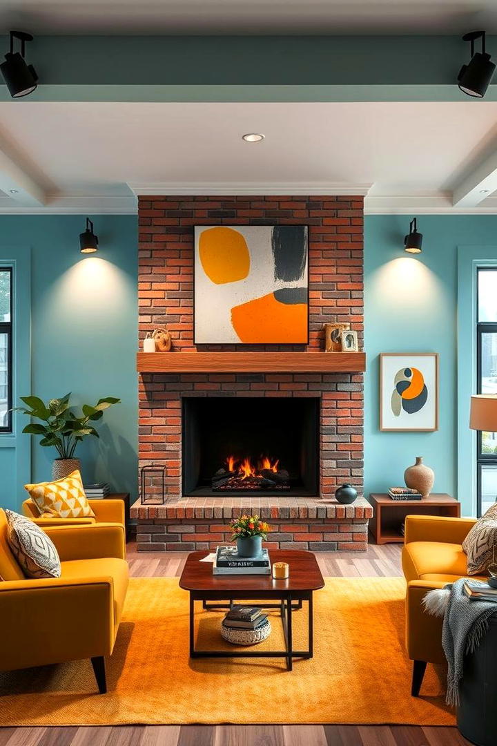 Bold Color Pop - 21 Painted Brick Fireplace Ideas