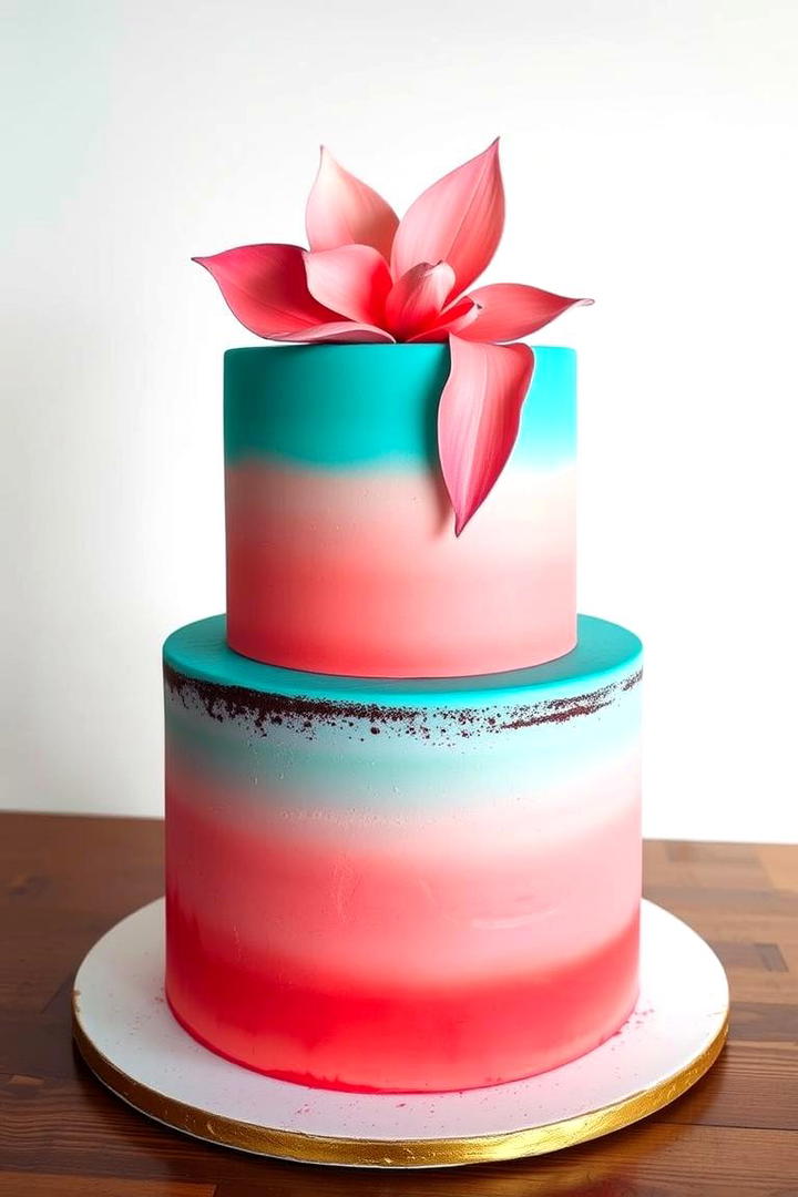 Bold Color Statement Cake - 21 Naked and Semi-naked Wedding Cake Ideas