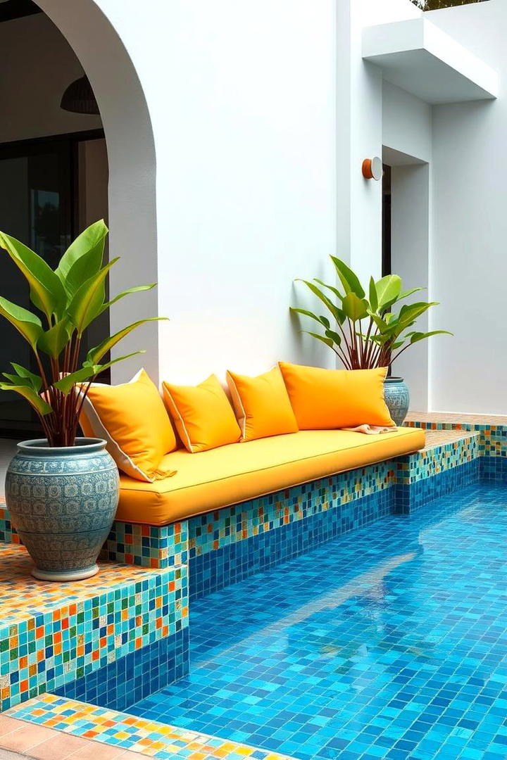 Bold Colorful Accents - 30 Pool Landscaping Ideas