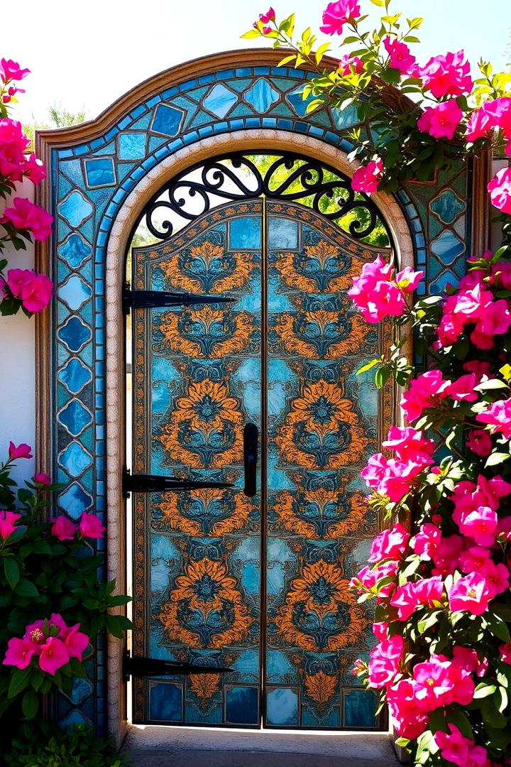 Bold Colorful Mosaic - 30 garden gate ideas