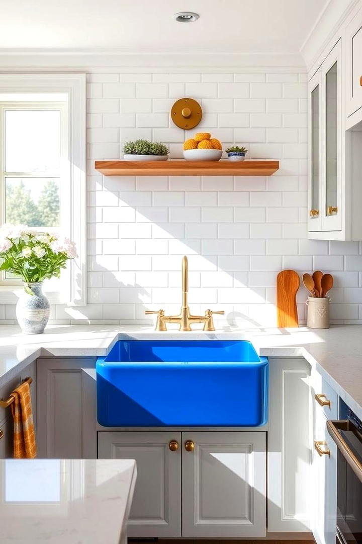 Bold Colorful Sink Accents - 30 Kitchen Sink Ideas