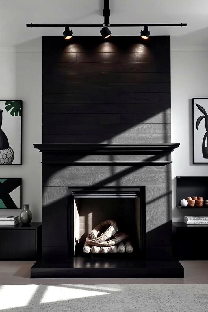 Bold Contrast Shiplap Surround - 21 Shiplap Fireplace Ideas