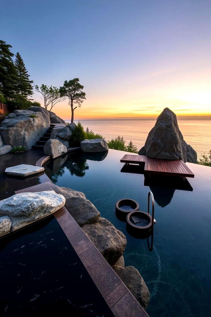 Bold Contrasts with Natural Elements - 30 Pool Landscaping Ideas