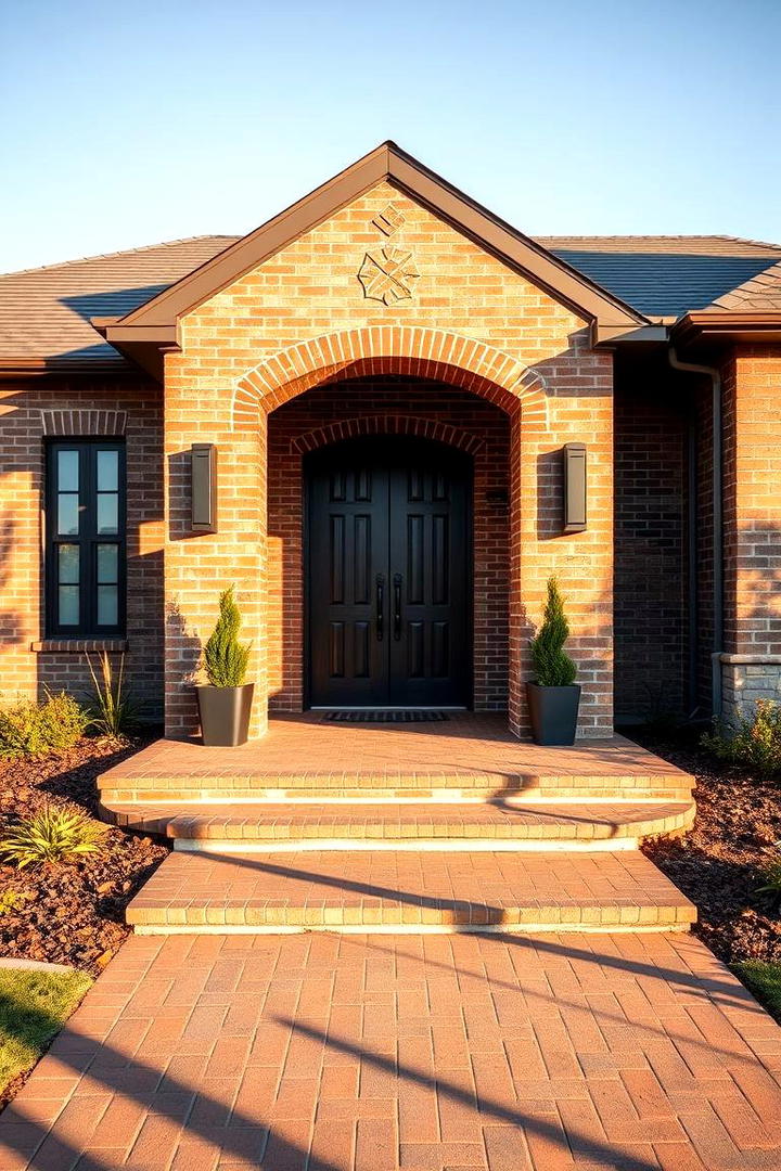 Bold Entryway Accent - 30 Brown Brick Exterior Home Ideas