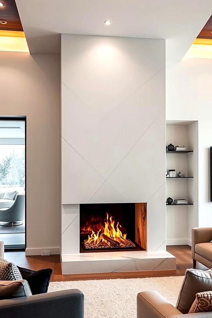 Bold Geometric Hearth Design - 30 Fireplace Hearth Ideas