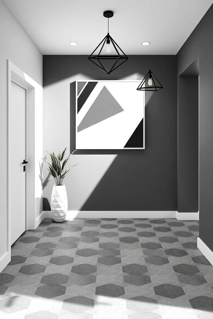 Bold Geometric Landing - 30 Stair Landing Ideas