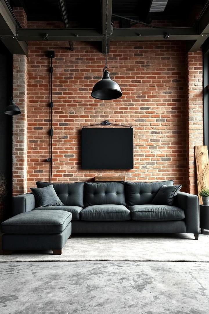 Bold Industrial Accents - 21 dark grey couch living room ideas