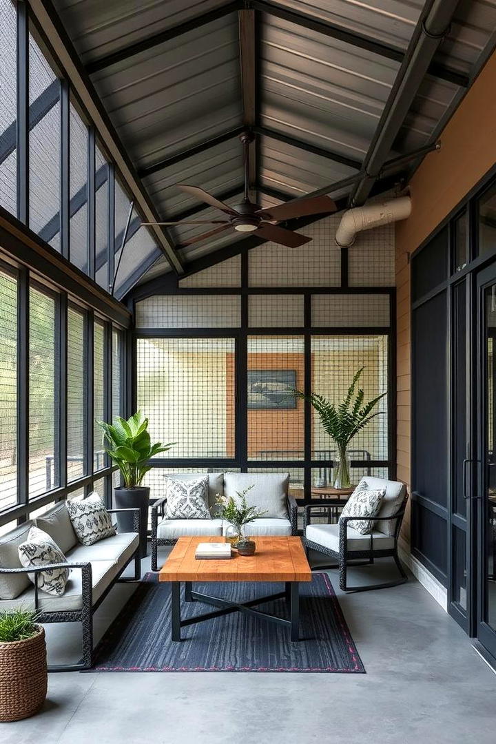 Bold Industrial Look - 21 Screened-in Porch Ideas