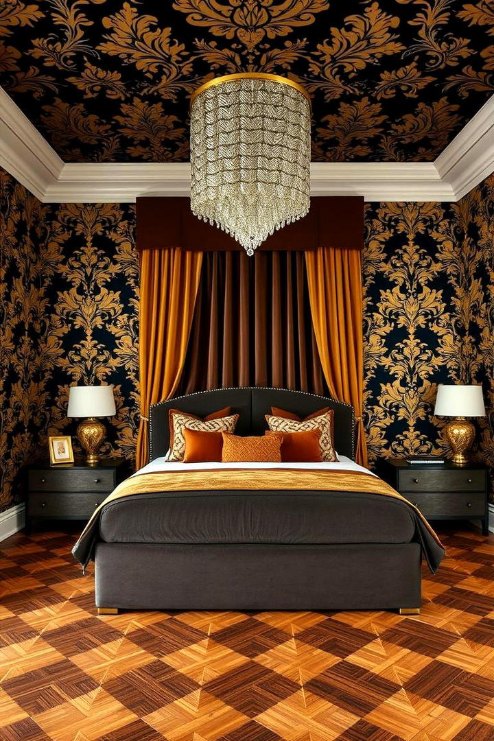 Bold Patterned Walls - 30 Dark Bedroom Ideas