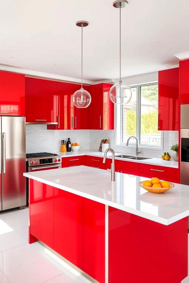 Bold Red Cabinets for a Modern Touch - 17 Red Kitchens