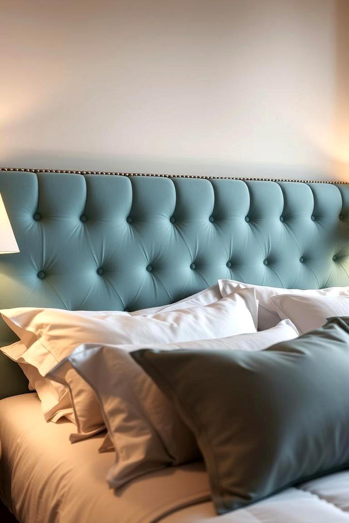 Bold Statement Headboard - 30 Duck Egg Blue Bedroom Ideas