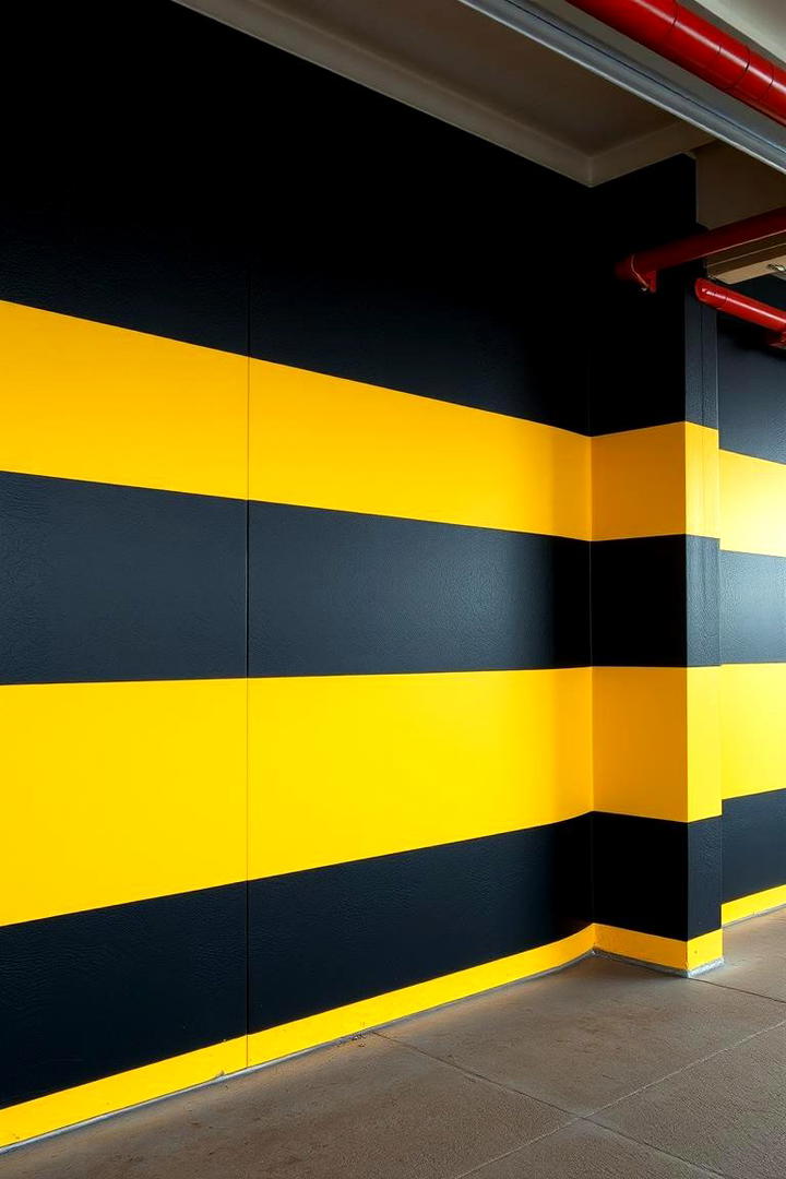 Bold Striped Design - 30 Garage Wall Paint Ideas