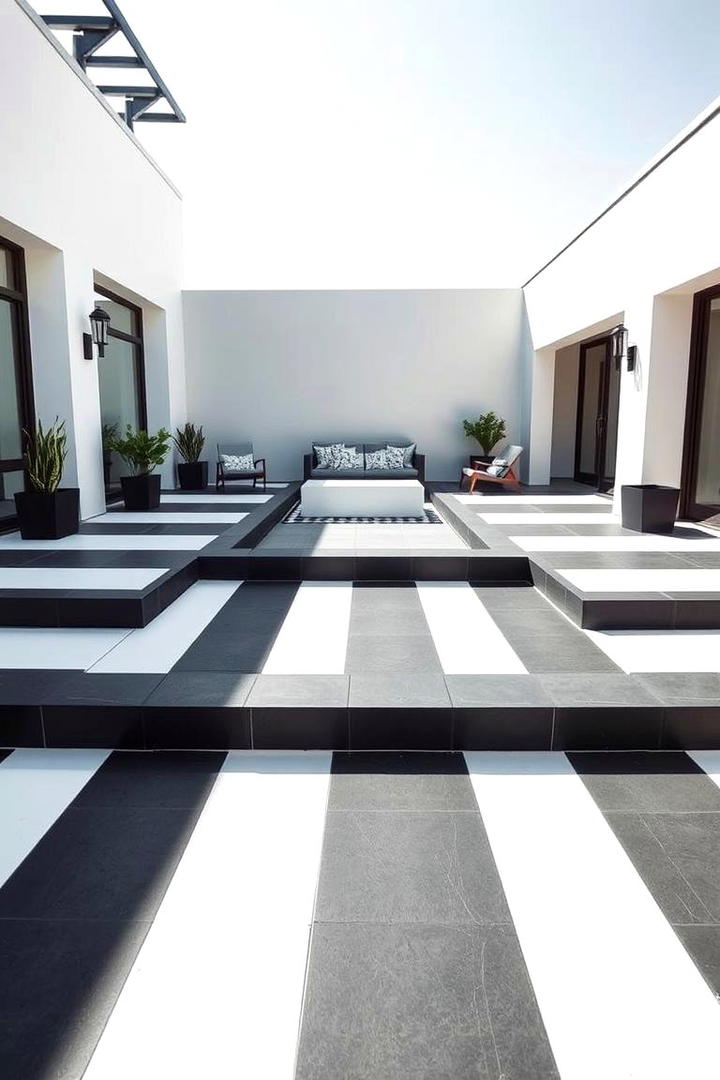 Bold Striped Designs - 30 Painted Concrete Patio Ideas