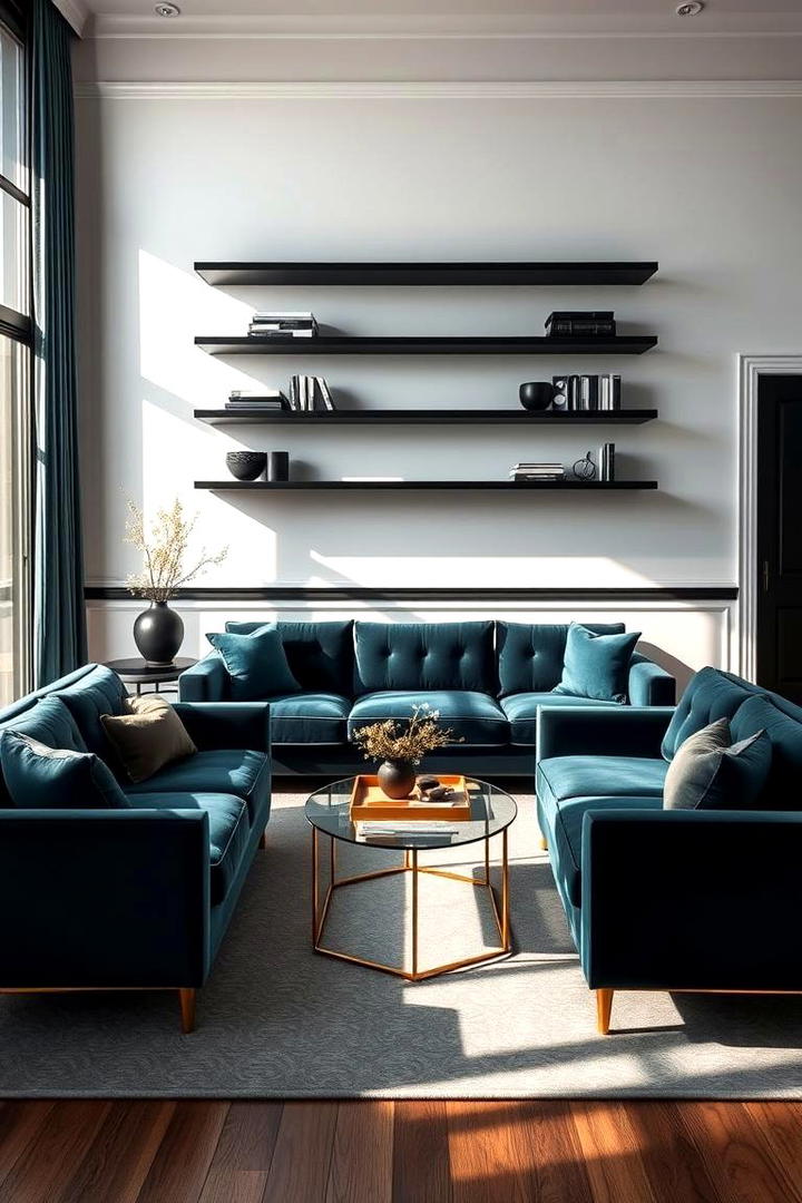 Bold Teal Contrast - 30 Teal Living Room Ideas