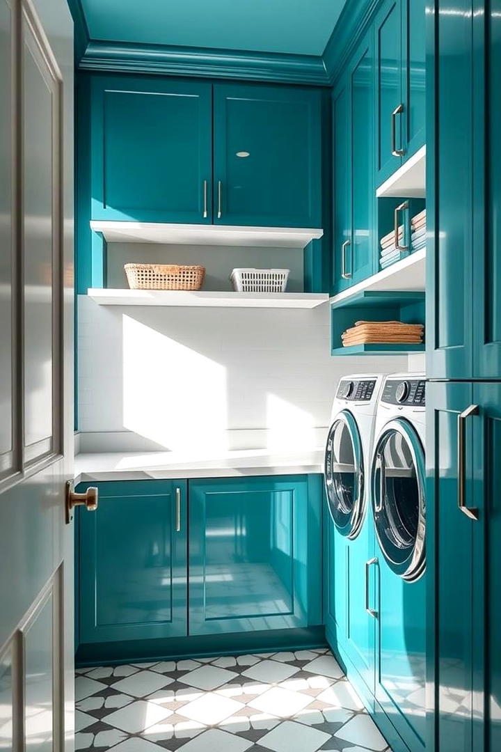 Bold Teal Vibe - 30 Laundry Room Paint Ideas