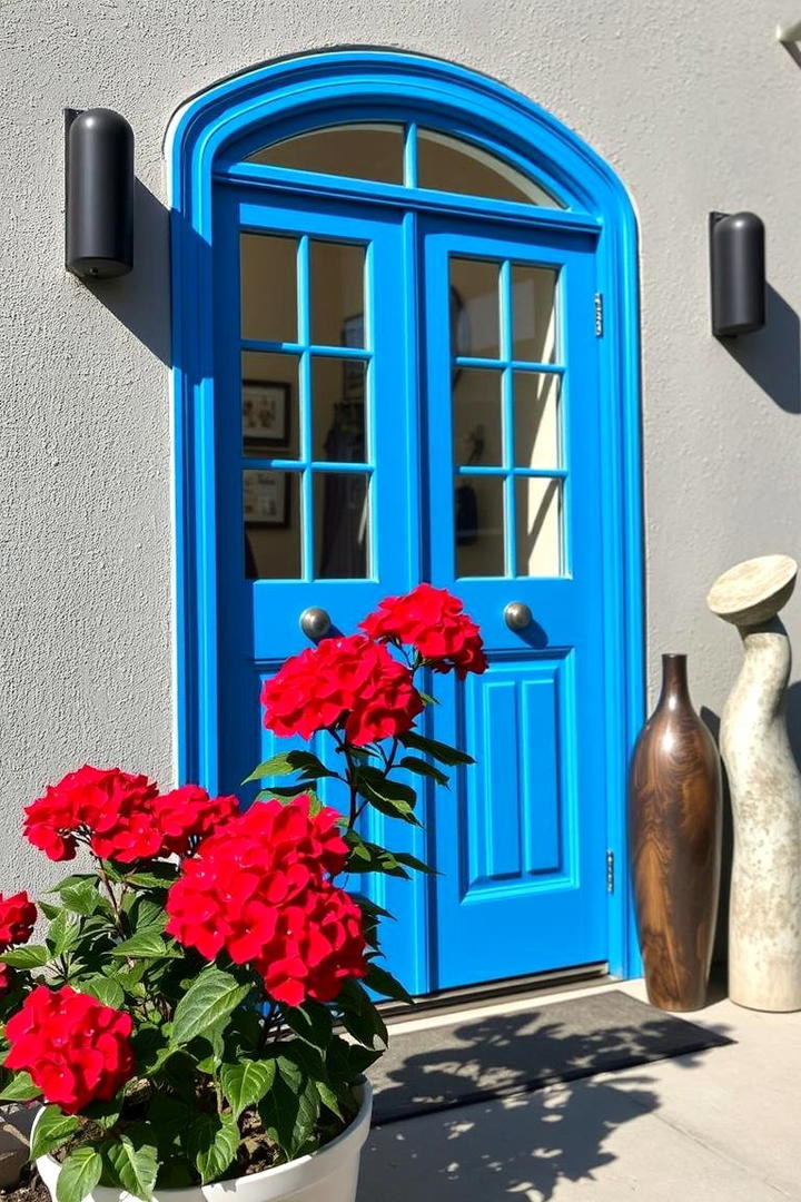 Bold and Bright Contrast - 30 Grey House With Blue Door Ideas