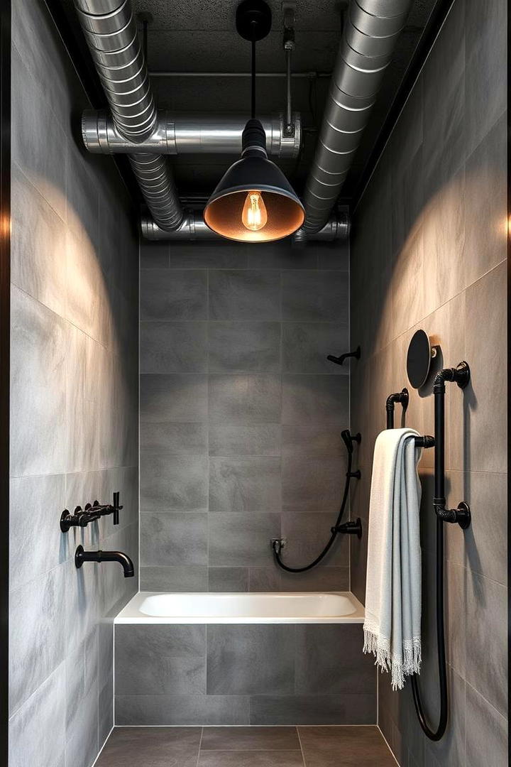 Bold and Industrial Minimalism - 21 Grey Tile Bathroom Ideas