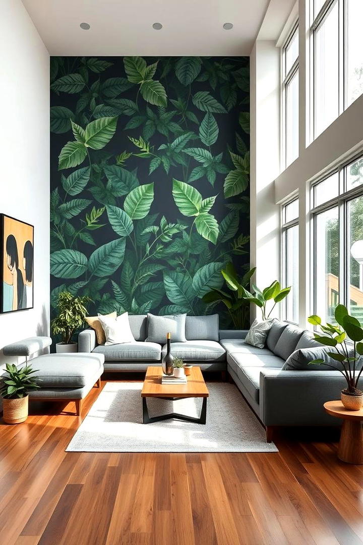 Botanical Bliss Accent Wall - 21 Dark Green Accent Wall Ideas