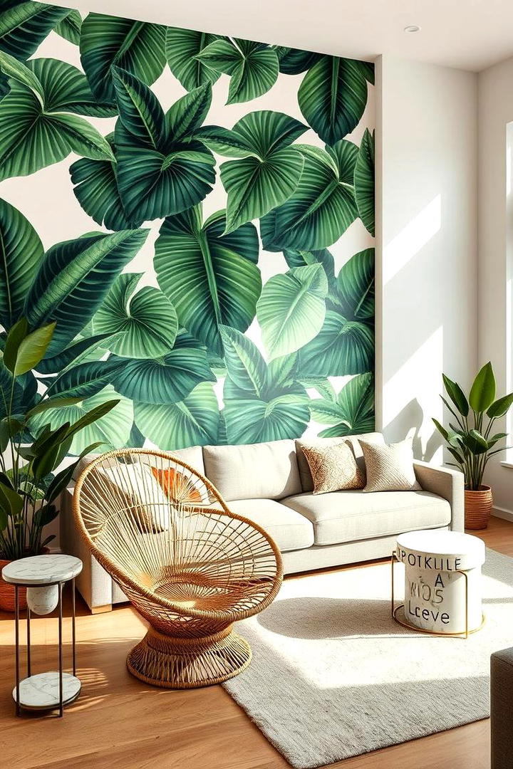 Botanical Print Accent - 30 Living Room Accent Wall Ideas