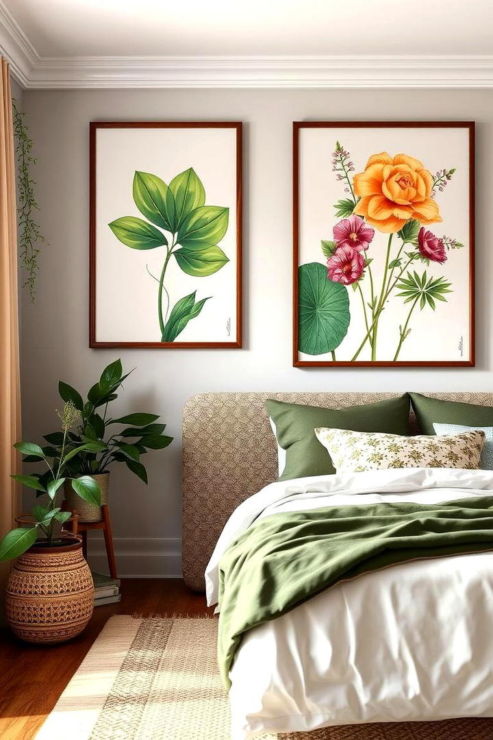 Botanical Wall Art - 21 earthy bedroom ideas