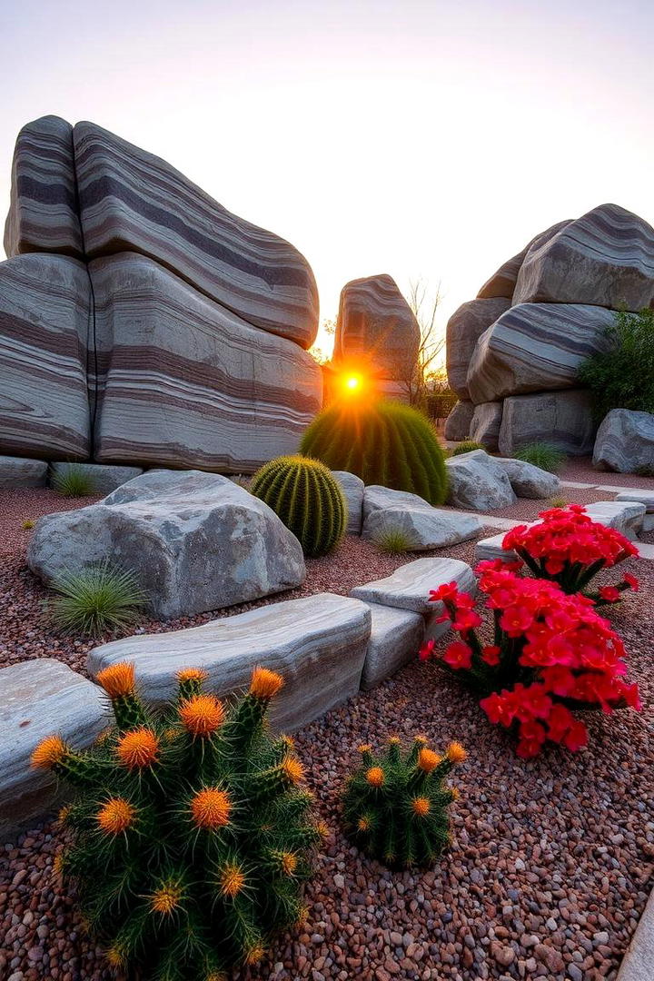 Boulder Feature Garden - 30 Desert Landscape Ideas