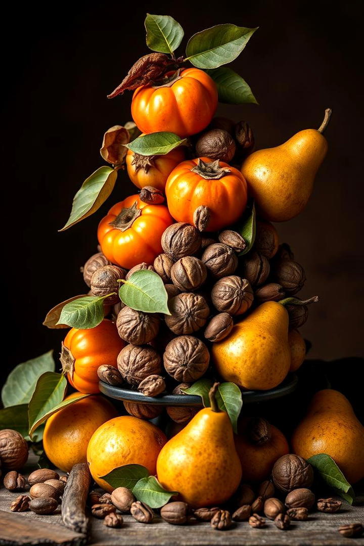 Bountiful Fruit and Nut Arrangement - 21 Thanksgiving Centerpiece Ideas