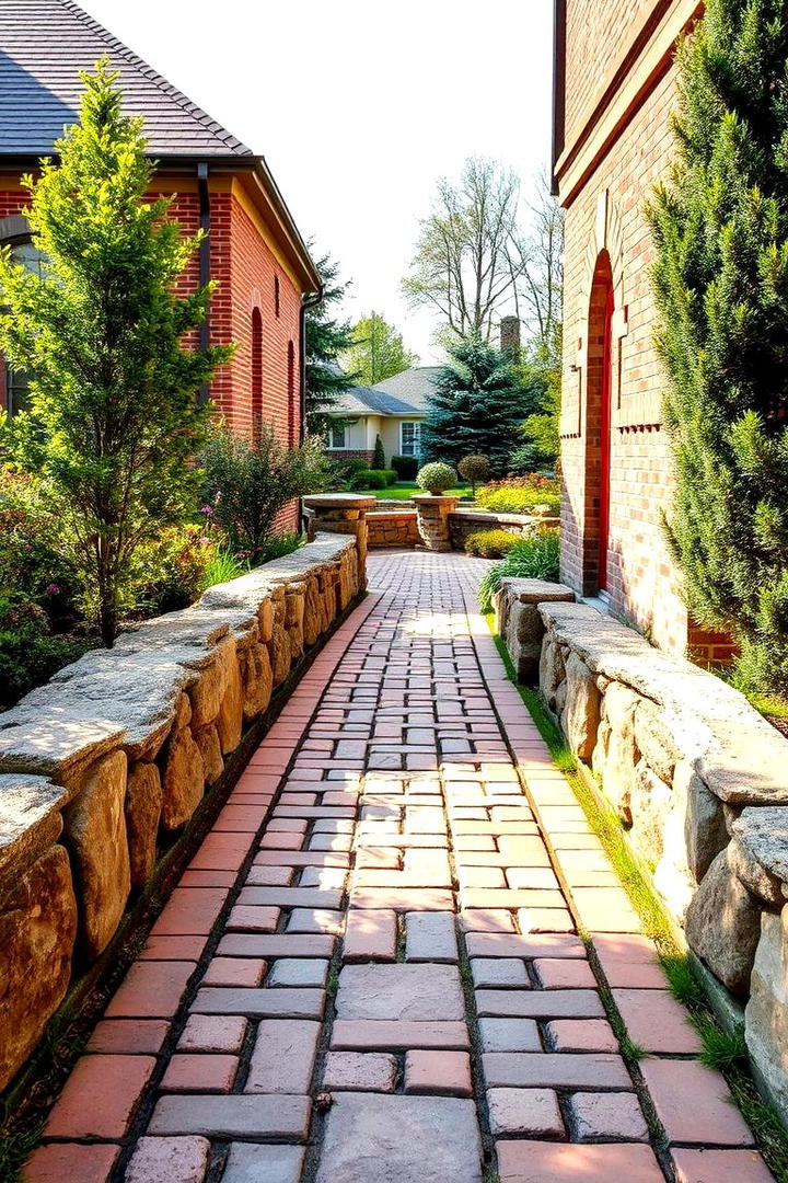 Brick and Stone Walkway - 17 Rock Walkway Ideas