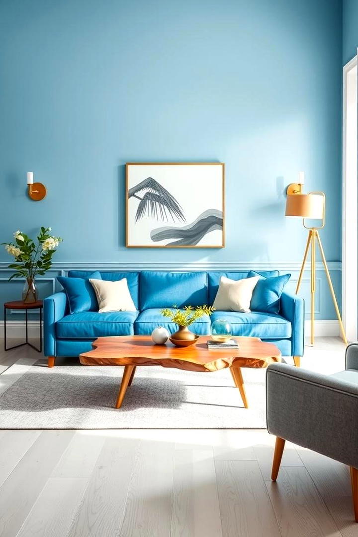 Bright Blue Interiors with Subtle Gold - 30 Blue and Gold Living Room Ideas