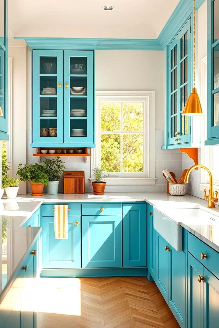 Bright Blue Statement - 21 blue farmhouse kitchen cabinets