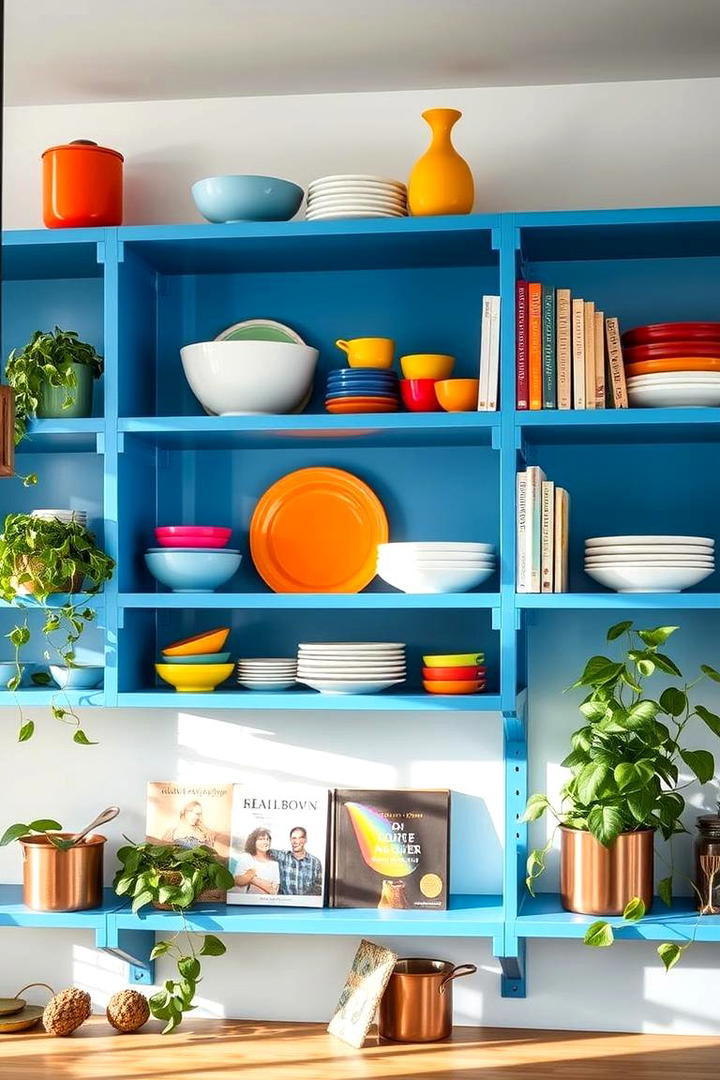 Bright Open Shelving - 21 Colorful Kitchen Ideas