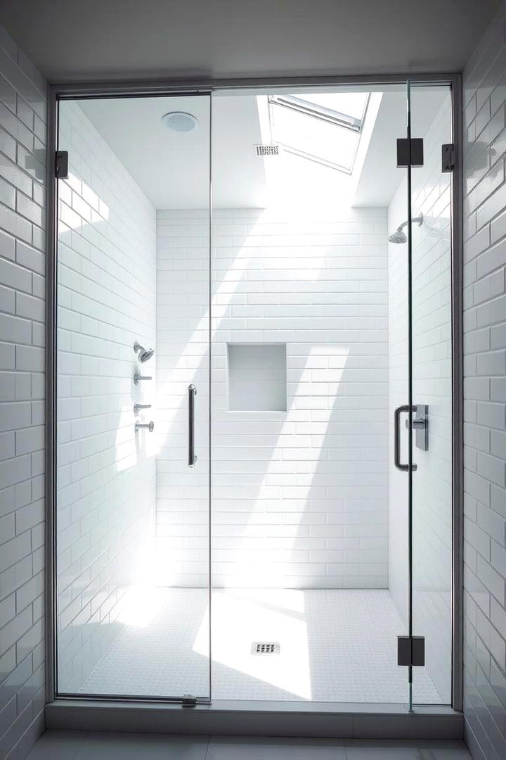 Bright Open Space - 30 Doorless Walk In Shower Ideas