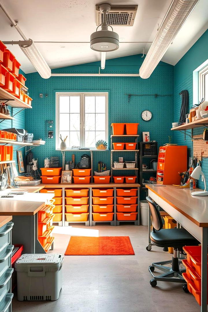 Bright Teal and Orange Craft Room - 30 Teal and Orange Color Scheme for Your Rooms