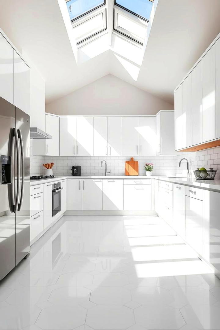 Bright White Floor Tiles - 30 Small White Kitchen Ideas