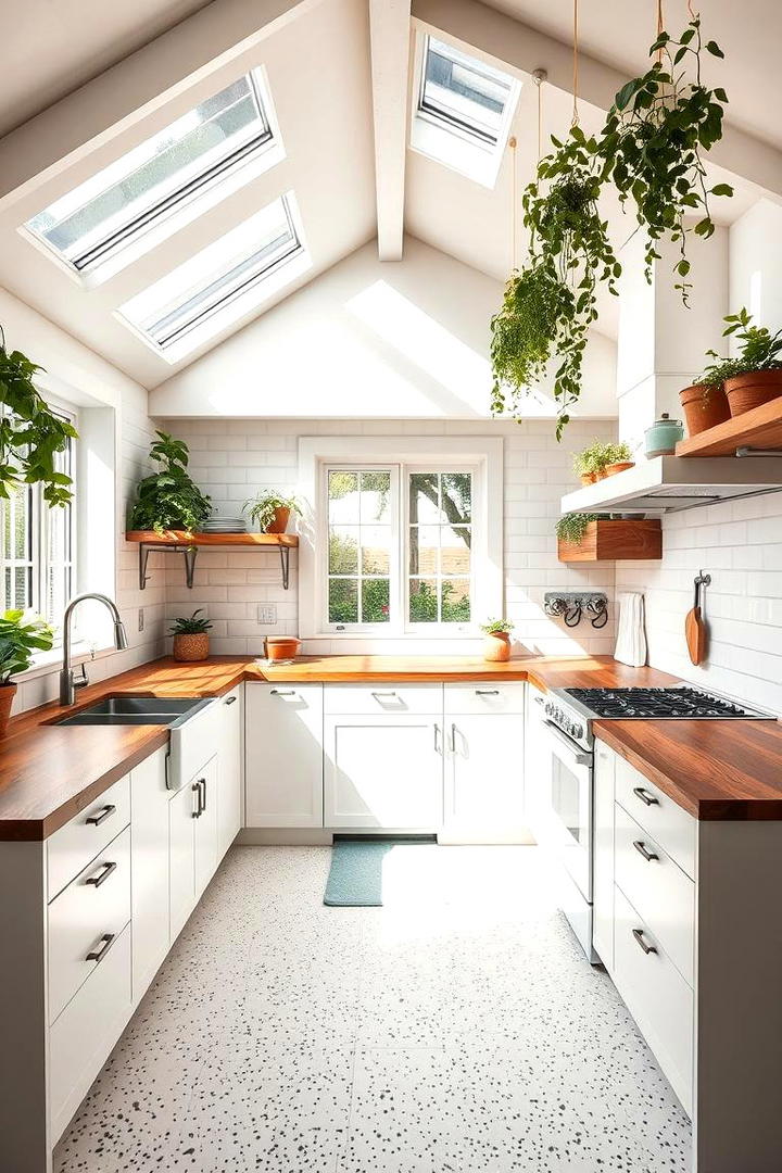 Bright White Kitchen with Natural Elements - 21 Kitchen With White Appliances Ideas