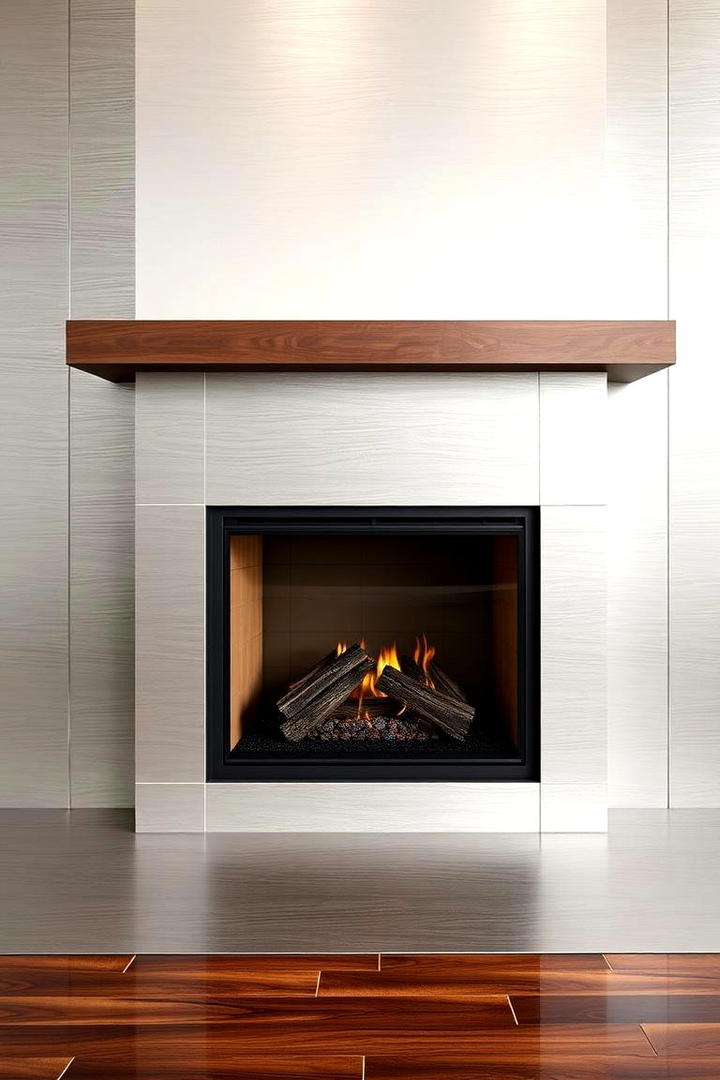 Brushed Metal Elegance - 21 Fireplace Tile Ideas