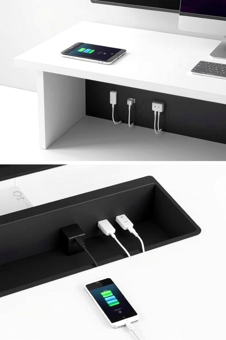 Built in Charging Station Desk - 21 Desk Ideas