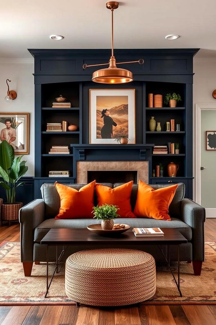 Burnt Orange and Classic Navy - 21 Two Colour Combination for Living Room