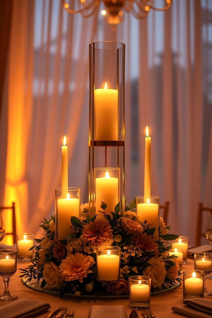 Candlelit Romance Tower - 30 Tall Wedding Centerpiece Ideas