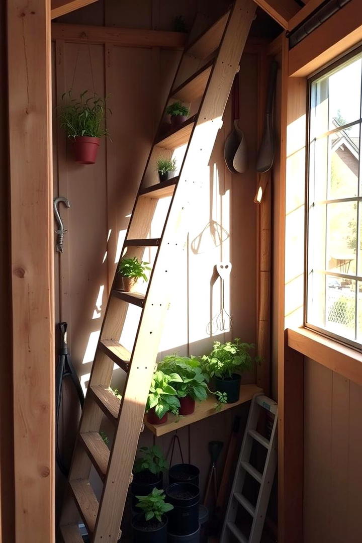 Cascading Ladder Shelves - 30 Shed Shelving Ideas